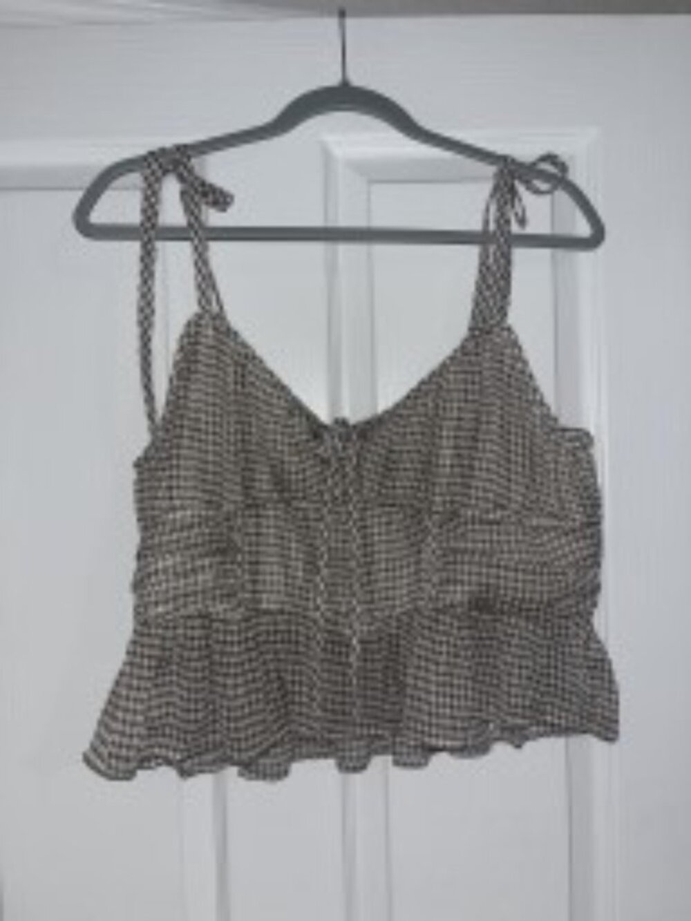 NWT American Eagle Brown White Gingham Corset Peplum Tank Top Size XL - Picture 4 of 4